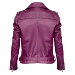 Women Purple Leather Biker Jacket
