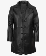 3 4 Length Black Lambskin Real Leather Coat