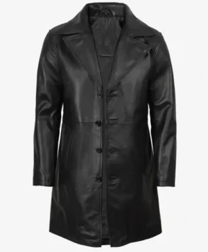 3 4 Length Black Lambskin Real Leather Coat