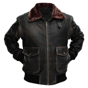 A2-Fur Distressed Black Jacket