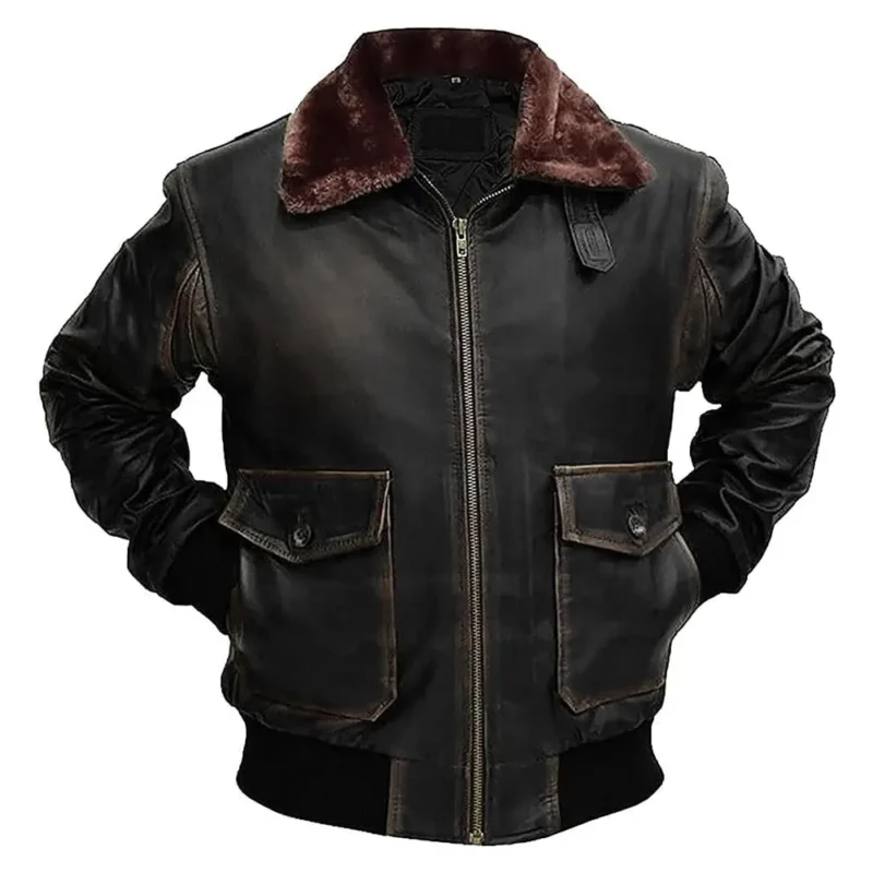 A2-Fur Distressed Black Jacket