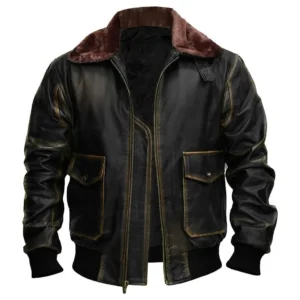 A2-Fur Distressed Black Jacket For Sale
