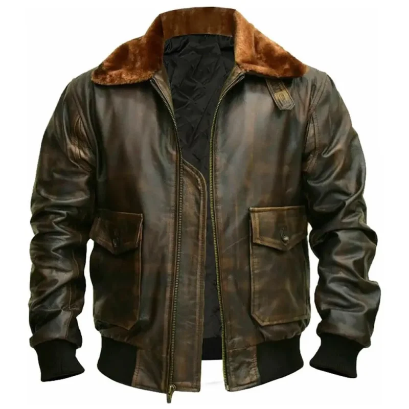 A2-Fur Distressed Brown Jacket