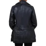 Asymmetrical Leather Biker Style Jacket Back