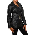 Asymmetrical Leather Biker Style Jacket Full