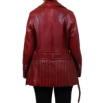 Asymmetrical Leather Biker Style Maroon Jacket Back