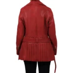 Asymmetrical Leather Biker Style Red Jacket Back