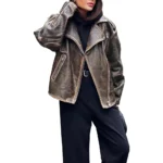 Baggy Distressed Brown Leather Jacket