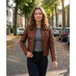 Brown Cafe Racer Real Leather Jacket