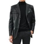 Buy Kevin Men's Black Blazer Leather Jacket Buy Kevin Men's Black Blazer Leather Jacket