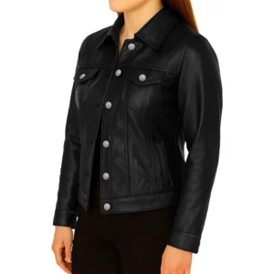 Buy Women Black Trucker Jacket For Sale