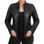 Buy Women Cafe Racer Black Jacket