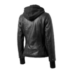 Buy Womens Bomber Leather Removable Hooded Jacket