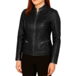 Buy Women's Cafe Racer Leather Jacket For Sale Women's Cafe Racer Leather Jacket