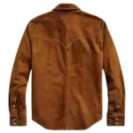 Camel Brown Suede Leather Shirt Back