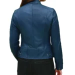 Doge Blue Leather Jacket Back