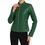 Doge Green Leather Jacket Front Doge Green Leather Jacket Front