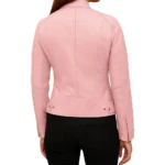Doge Light Pink Leather Jacket Back Doge Light Pink Leather Jacket Back