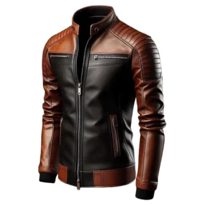 Genuine Leather Men's Café Racer Jacket Front