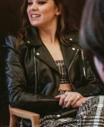 Hailee Steinfeld Asymmetrical Black Biker Leather Jacket For Women