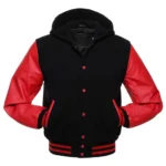Hooded Casual Sports Black And Orange Varsity Jacket Hooded Casual Sports Black And Orange Varsity Jacket