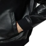 Isac Black Leather Jacket Pocket Isac Black Leather Jacket Pocket