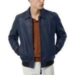 Isac Blue Leather Jacket Isac Blue Leather Jacket