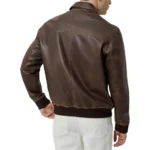 Isac Brown Leather Jacket Back Isac Brown Leather Jacket Back