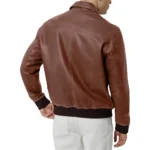 Isac Cognac Leather Jacket Back Isac Cognac Leather Jacket Back