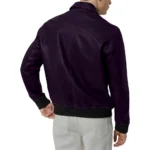 Isac Purple Leather Jacket Back Isac Purple Leather Jacket Back