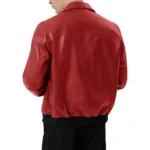 Isac Red Leather Jacket Back Isac Red Leather Jacket Back