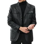 Kevin Men's Black Blazer Leather Jacket Kevin Men's Black Blazer Leather Jacket