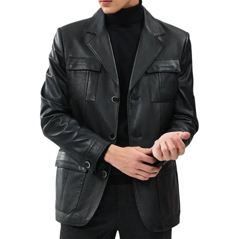 Kevin Men's Black Blazer Leather Jacket