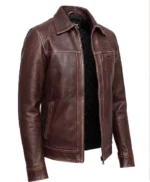 Lambskin Maroon Distressed Leather Jacket Lambskin Maroon Distressed Leather Jacket
