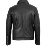 Mark Black Leather Shirt Collar Jacket For Men And Women