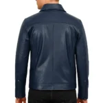 Mark Blue Leather Shirt Collar Jacket For Men And Women