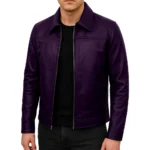 Mark Purple Leather Shirt Collar Jacket