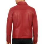 Mark Red Leather Shirt Collar Jacket For Men And Women