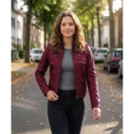 Maroon Cafe Racer Real Leather Jacket
