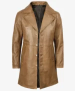 Men Real 3 4 Length Camel Brown Leather Coat Men Real 3 4 Length Camel Brown Leather Coat