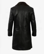 Men’s 3 4 Length Black Faux Shearling Leather Coat For Sale