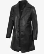 Men’s 3 4 Length Black Lambskin Real Leather Coat