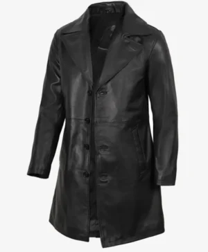 Men’s 3 4 Length Black Lambskin Real Leather Coat