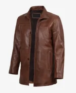 Men’s Brown Genuine Leather Car Coat