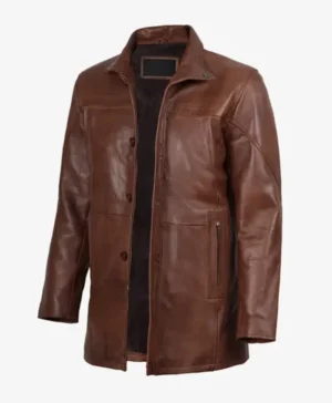 Men’s Brown Genuine Leather Car Coat