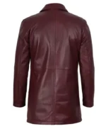 Men’s Burgundy 3 4 Length Real Leather Coat For Sale