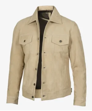 Men’s Classic Real Suede Camel Trucker Style Jacket