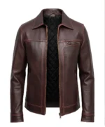 Mens Lambskin Maroon Distressed Leather Jacket Mens Lambskin Maroon Distressed Leather Jacket