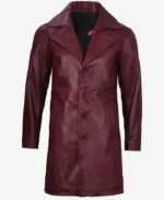 Mens Real Leather Length Maroon Coat
