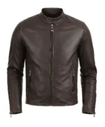 Mens Wislo Bomber Brown Leather Jacket